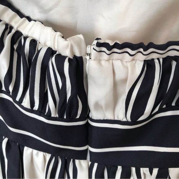 Anthropologie Corey Lynn Calter Dress Black Cream Striped Empire Waist Strapless - Picture 6 of 6